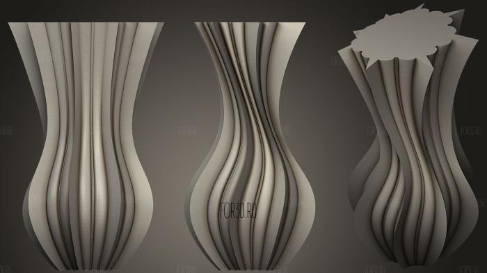 Bulb Vase Trio stl model for CNC
